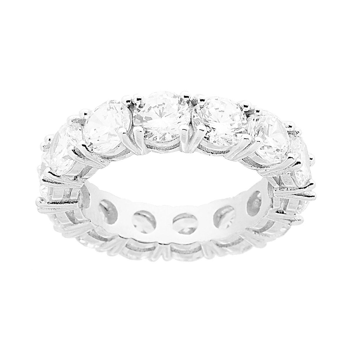 Eternity-Ring, Rundband, mit weißen Cubic Zirconia, 5 mm Breite, Silber 925, rhodiniert. - MeinSchmuckShop