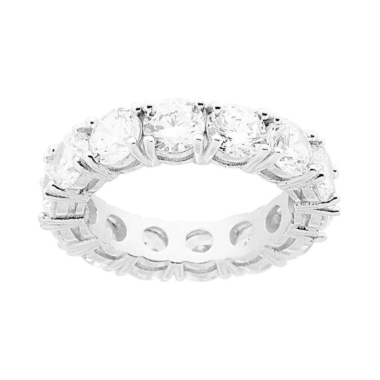 Eternity-Ring, Rundband, mit weißen Cubic Zirconia, 5 mm Breite, Silber 925, rhodiniert. - MeinSchmuckShop