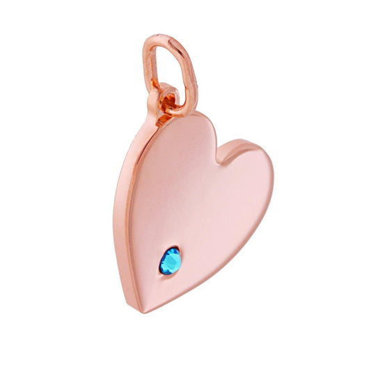 Herzanhänger schlicht mit blauem Zirkon aus 925er Silber, roségold-plättiert - MeinSchmuckShop