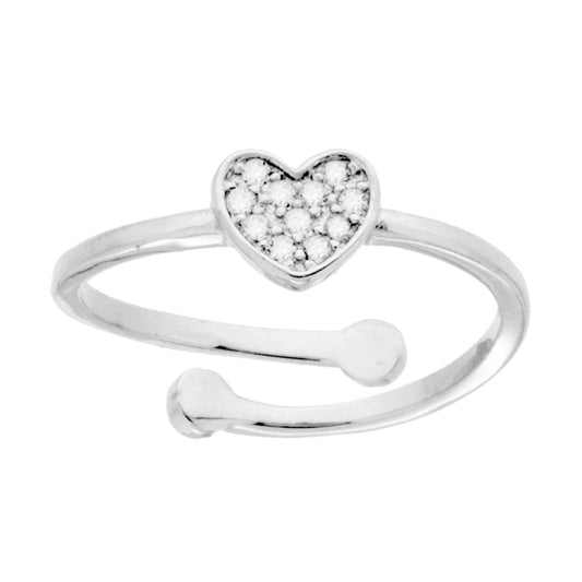 Herzring mit weißen Cubic-Zirconia aus Silber 925, rhodiniert - MeinSchmuckShop