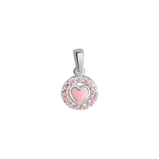 925/- Sterling Silber rhodiniert Herz pink Zirkonia