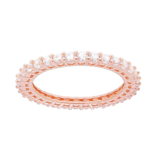 Eternity-Veretta mit weißen Zirkonen, 2 mm, aus 925er Silber, roségold galvanisiert - MeinSchmuckShop