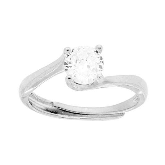 Solitärring mit weißem Cubic Zirconia, Größe 6, Silber 925, galvanisch rhodiniert - MeinSchmuckShop
