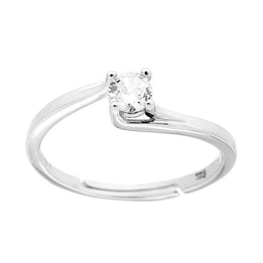 Solitärring mit weißem Cubic Zirconia, 4 mm, Silber 925 rhodiniert - MeinSchmuckShop