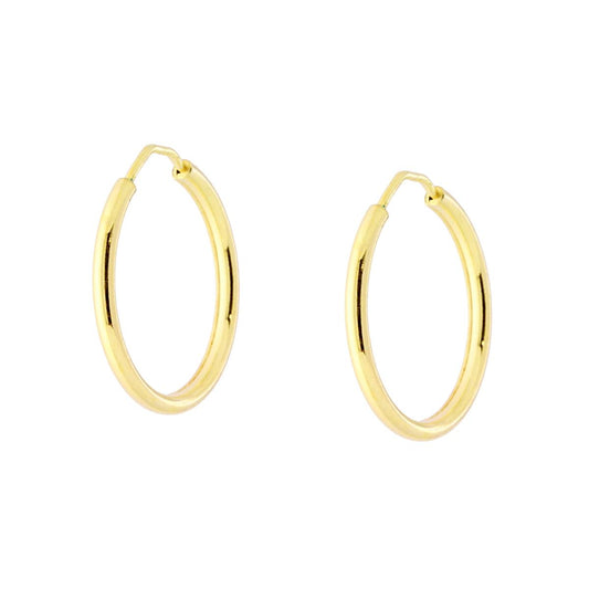 Hoop-Ohringe glatt Ø 20 mm, Drahtquerschnitt 1,7 mm, aus 925er Silber, galvanisch vergoldet - MeinSchmuckShop