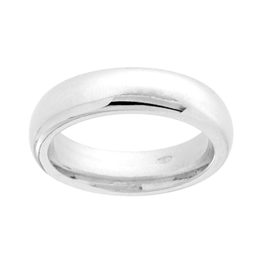 Ring Fede Klassisch Bombata Glänzend Komfort 5 mm in 925er Silber rhodiniert - MeinSchmuckShop