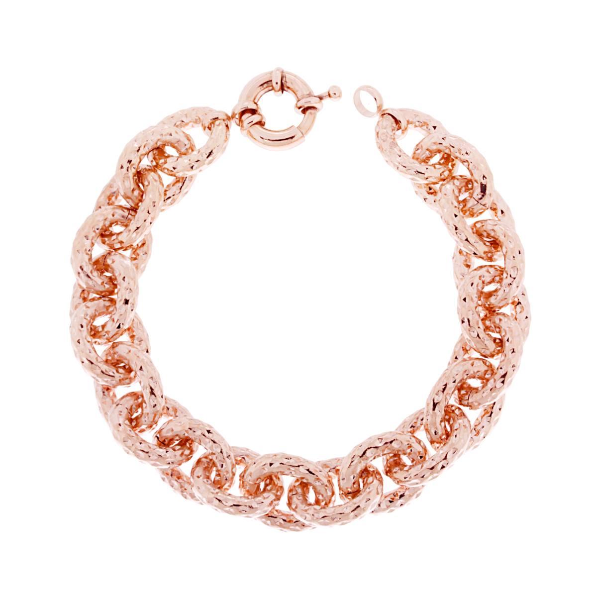 Armband mit Forzatina-Kette, gehämmertem Diamant-Effekt, rosa, aus Aluminium. - MeinSchmuckShop