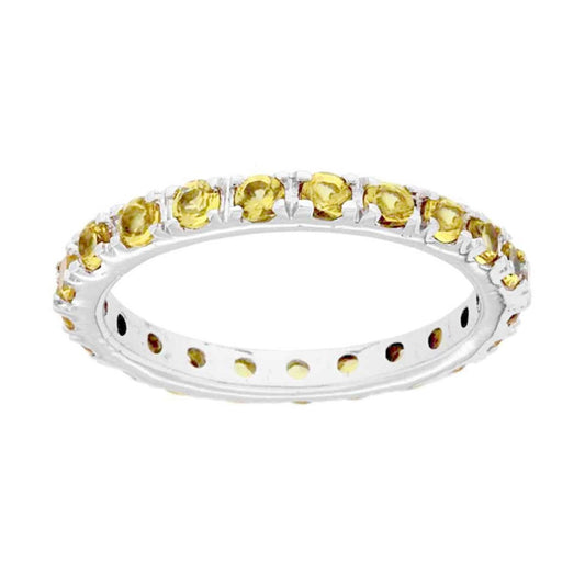 Eternity-Ring mit gelbem Cubic-Zirkonia, 3 mm, aus 925er Silber, galvanisch rhodiniert - MeinSchmuckShop