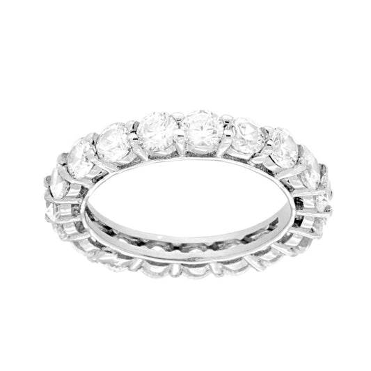 Eternity-Ring mit Veretta, gewunden, mit weißen Cubic Zirconia, Silber 925, rhodiniert - MeinSchmuckShop