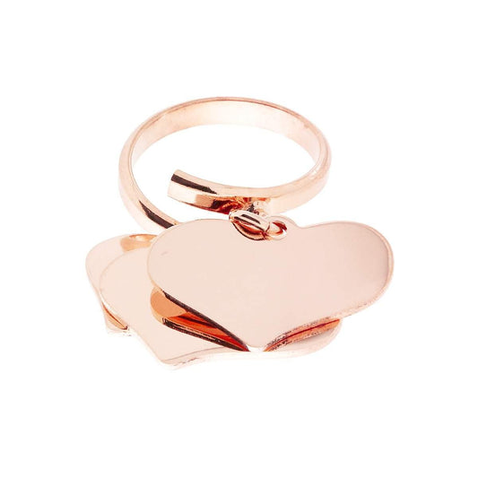 Ring Amore Love mit drei hängenden Herzen, Ø 23 mm, Silber 925, rosé-plattiert - MeinSchmuckShop