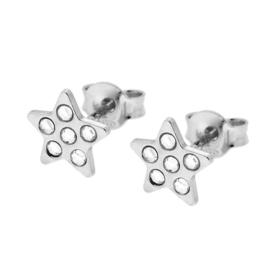 Stern-Ohrstecker mit weißen Kristallen aus 925er Silber, rhodiniert - MeinSchmuckShop