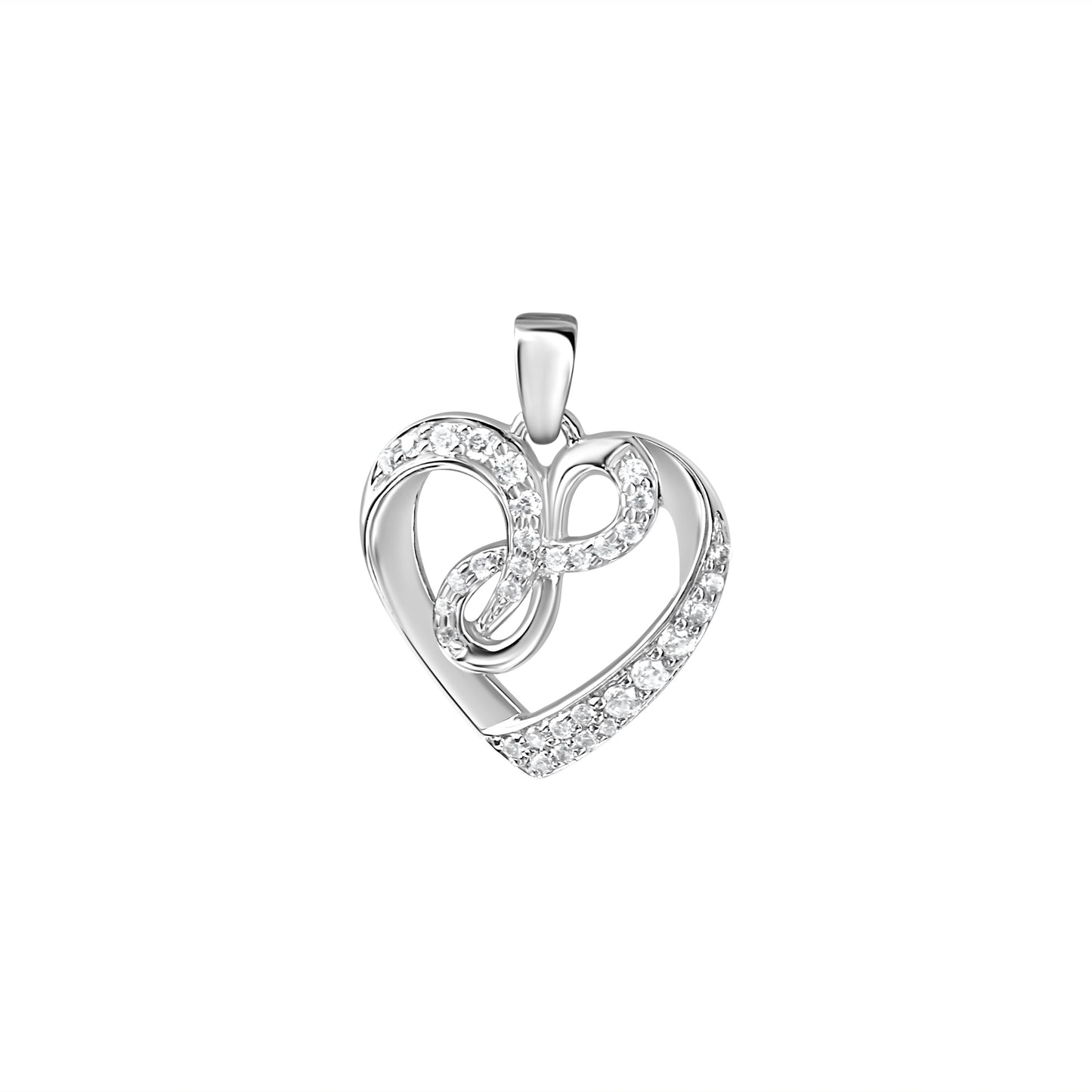 925/- Sterling Silber rhodiniert Herz Zirkonia