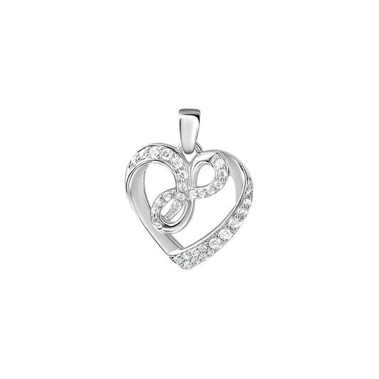 925/- Sterling Silber rhodiniert Herz Zirkonia