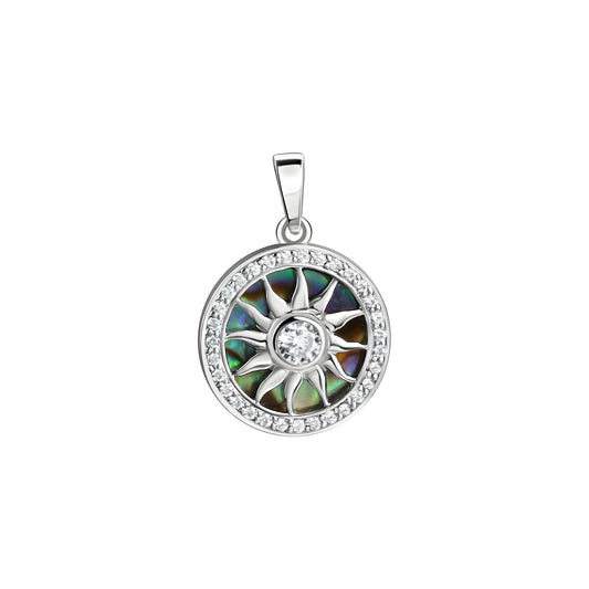 925/- Sterling Silber rhodiniert Abalone grün Zirkonia