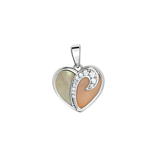 925/- Sterling Silber rhodiniert Herz Perlmutt