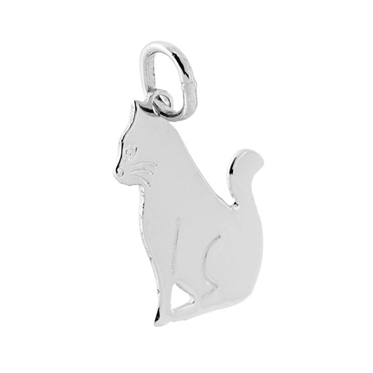 Anhänger mit Katzen-Silhouette aus 925er Silber, galvanisch rhodiniert - MeinSchmuckShop