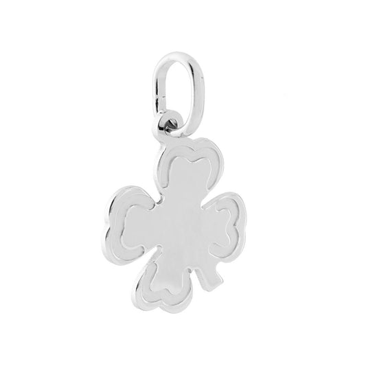 Anhänger mit Silhouette eines Vierblatts aus 925er Silber, galvanisch rhodiniert. - MeinSchmuckShop