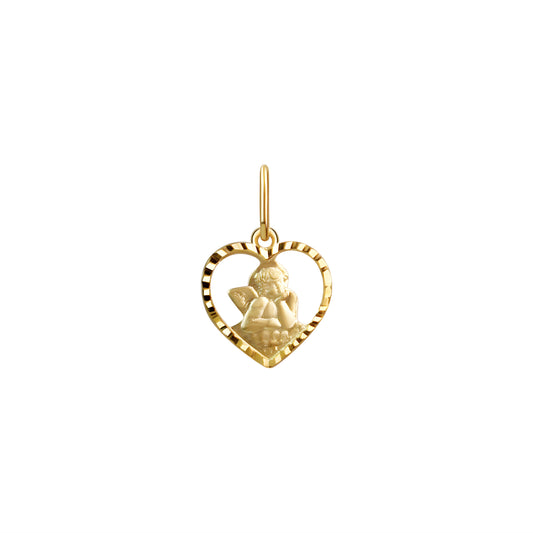 375/- Gold glanz Herz mit Engel