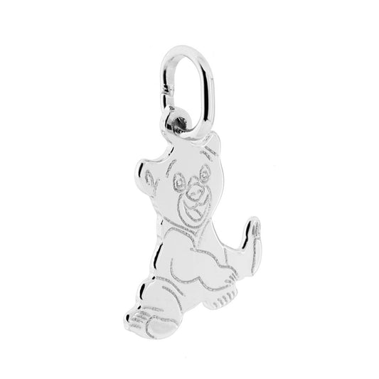 Anhänger in Form eines Teddybären aus 925er Silber, rhodiniert. - MeinSchmuckShop