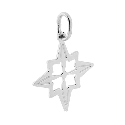 Anhänger in Form einer Windrose aus 925er Sterlingsilber, galvanisch rhodiniert. - MeinSchmuckShop