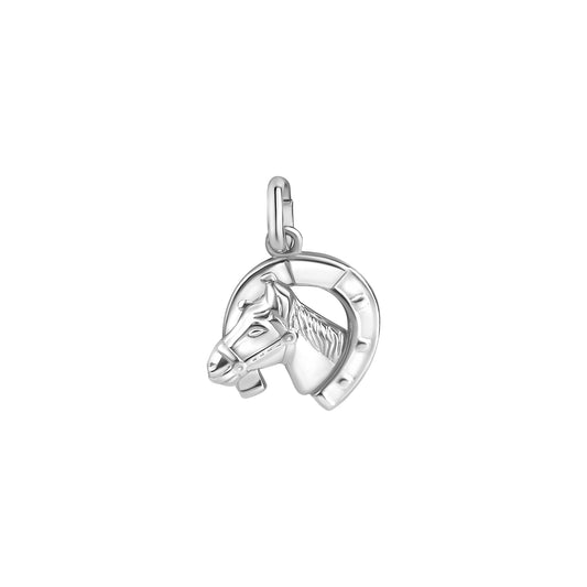 925/- Sterling Silber rhodiniert Pferd/Hufeisen