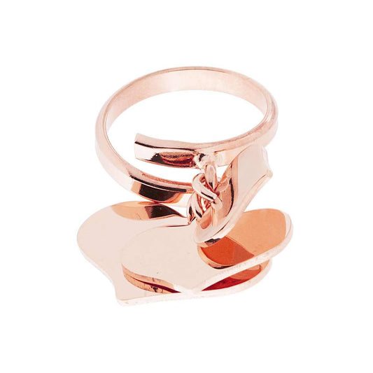 Ring Liebe Love mit drei hängenden Herzen, glatt, mm14 mm18 mm23, in Silber 925 Roségold galvanisch - MeinSchmuckShop