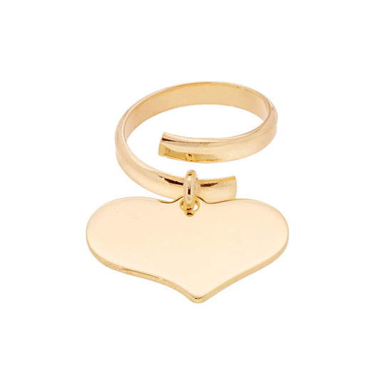 Ring Liebe mit Herz-Anhänger, glatt, 23 mm, Silber 925, vergoldet - MeinSchmuckShop