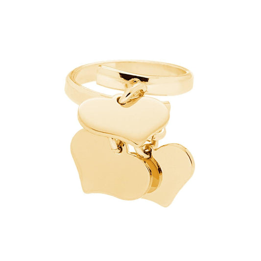 Ring Amore Love mit drei hängenden Herzen, glatt, Ø 14 mm, aus Silber 925, Gold galvanisiert. - MeinSchmuckShop