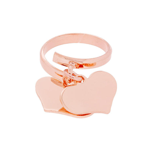 Ring Amore Love mit zwei hängenden Herzen, glatt, Ø 18 mm, in Silber 925, roségold galvanisiert - MeinSchmuckShop