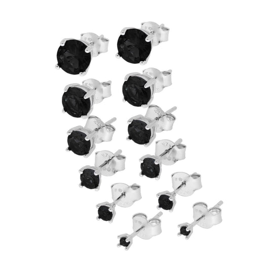 Ohrstecker Punto Luce Rund mm 2/3/4/5/6/7 mit schwarzem Zirkon aus 925er Silber, galvanisch rhodiniert - MeinSchmuckShop
