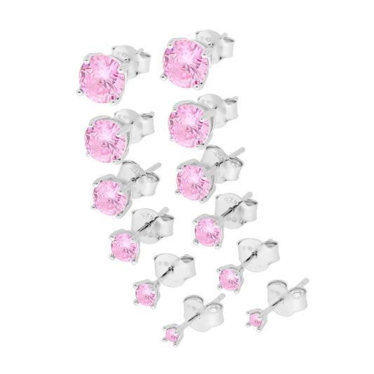 Ohrringe Punto Luce Rund mm 2/3/4/5/6/7 mit rosa Zirkonia aus Silber 925 galvanisch rhodiniert - MeinSchmuckShop