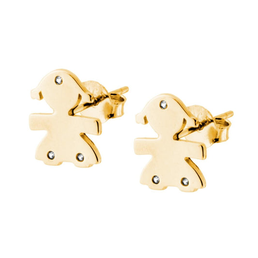 Ohrringe für Mädchen mit weißen Zirkonien, Silber 925, galvanisch goldbeschichtet. - MeinSchmuckShop