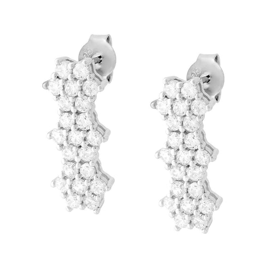 Ohrringe Trilogy – drei Blumen mit weißen Zirkonen aus Silber 925, galvanisch rhodiniert - MeinSchmuckShop