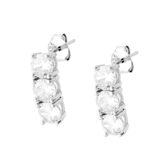 Ohrstecker-Trilogie mit weißen Zirkonen, 5 mm, aus 925er Silber rhodiniert - MeinSchmuckShop