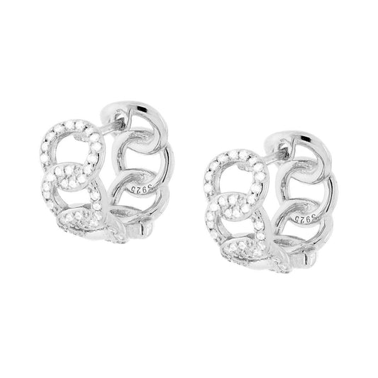 Ohrringe Kreis-Kette Grumetta mit weißen Zirkonen aus Silber 925, rhodiniert galvanisch - MeinSchmuckShop
