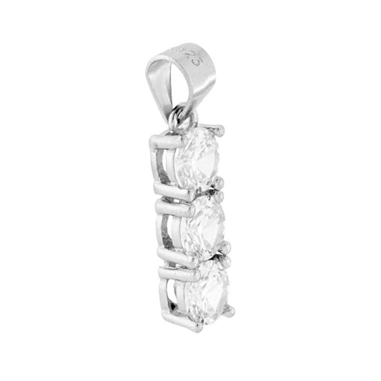 Trilogie-Anhänger mit weißen Zirkonen, 5 mm, aus 925er Silber, galvanisch rhodiniert. - MeinSchmuckShop