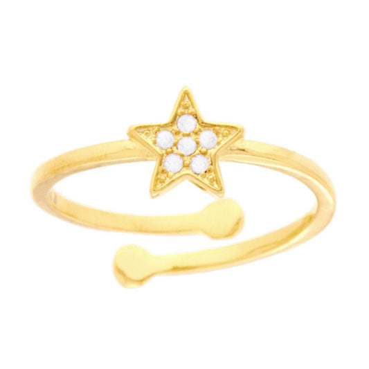 Ring mit Stern und weißen Cubic Zirconia, aus 925er Silber, Goldgalvanisiert. - MeinSchmuckShop