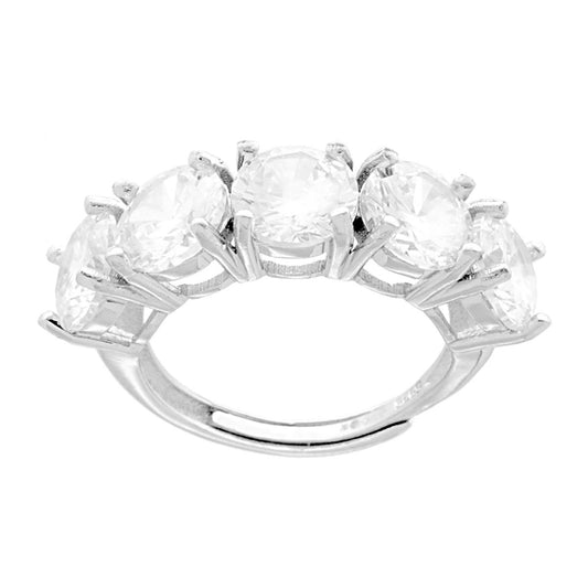 Veretta-Ring mit weißen Zirkonen, 7 mm, aus Silber 925, Rhodium-Beschichtung. - MeinSchmuckShop