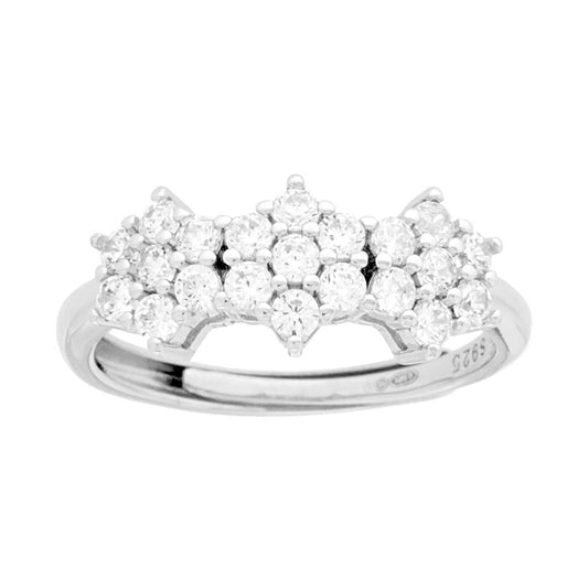 Trilogie-Ring mit weißen Zirkonien in 925er Silber rhodiumbeschichtet - MeinSchmuckShop