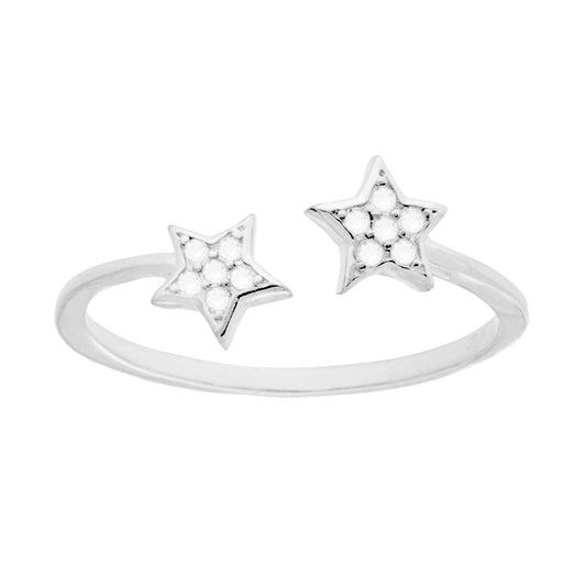 Ringfassung mit weißen Cubic Zirconia in 925er Silber, rhodiniert - MeinSchmuckShop