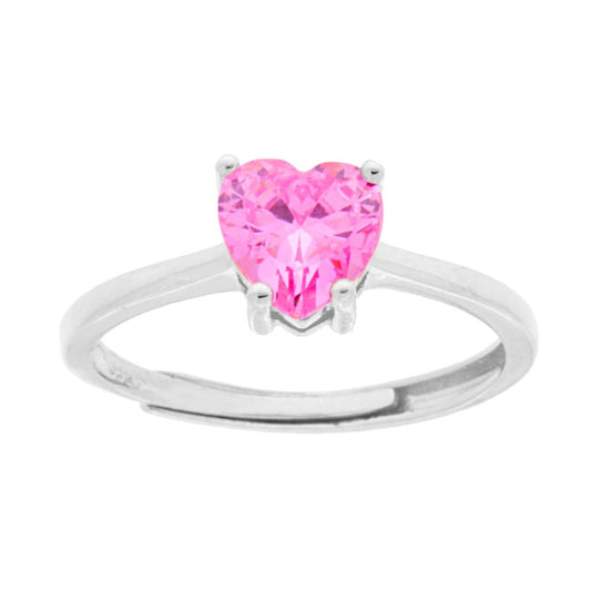 Solitärring mit rosa Cubic Zirconia in rhodiniertem 925er Silber - MeinSchmuckShop