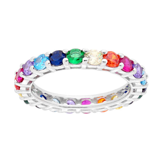 Eternity-Ring mit Multicolor-Cubic-Zirconia in Silber 925 rhodiniert - MeinSchmuckShop