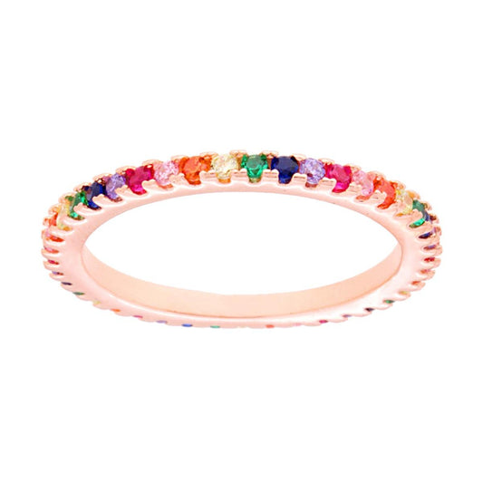Eternity-Ring mit Rundum-Veretta aus 925er Silber roségold galvanisiert mit Multicolor-Cubic-Zirkonia - MeinSchmuckShop