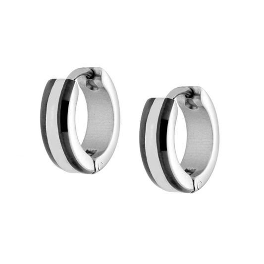 Ohrhänger aus Edelstahl, zweifarbig, mit schwarzer Beschichtung, 13 mm Ø - MeinSchmuckShop