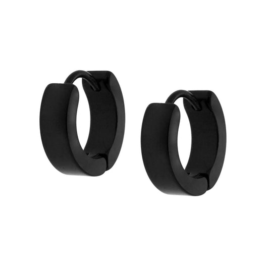 Ohrstecker in Ringform, 13 mm, satiniert, schwarz, aus Stahl - MeinSchmuckShop