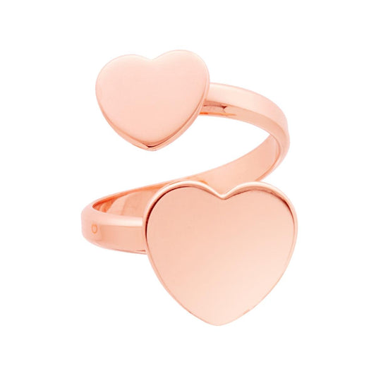 Ring Gegensätze Liebe Herzen schlicht in Silber 925 Roségold galvanisch beschichtet - MeinSchmuckShop