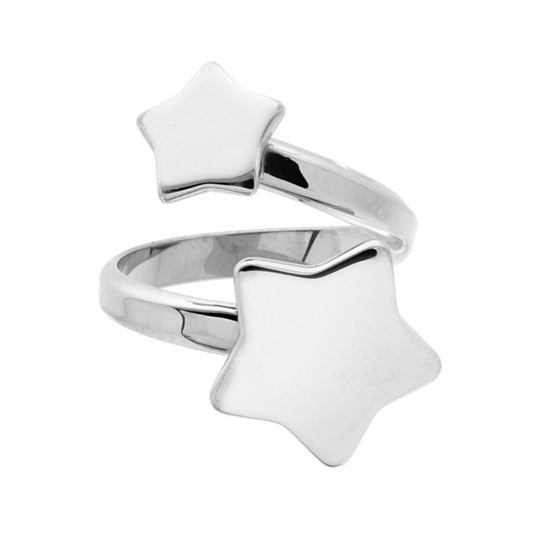 Ring Contrarie mit Sternen, schlicht, aus Silber 925, rhodiniert - MeinSchmuckShop