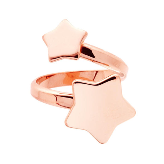 Ring Contrarie mit einfachen Sternen, 925er Silber, roségold galvanisiert. - MeinSchmuckShop