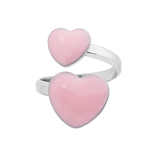 Ring Gegenteile Liebe mit Herzen Rosa Emaille in Silber 925 rhodiniert - MeinSchmuckShop