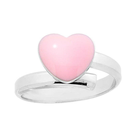 Liebesring mit Herz, pink emailliert, aus Silber 925, rhodiniert galvanisch. - MeinSchmuckShop